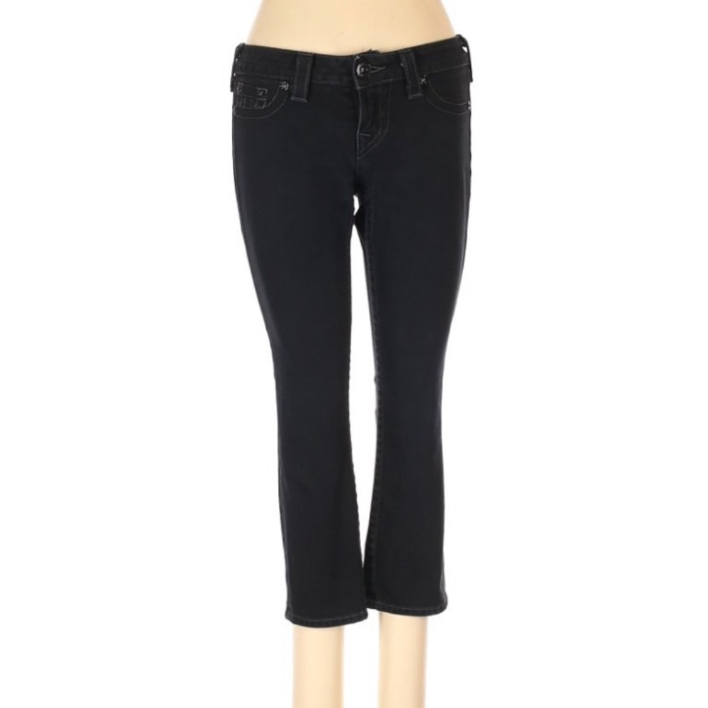 True Religion Black Denim Rockstar Lola Capri Pant